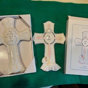 Hallmark OR Precious Moments White Ceramic Cross, new in box, PICK ONE